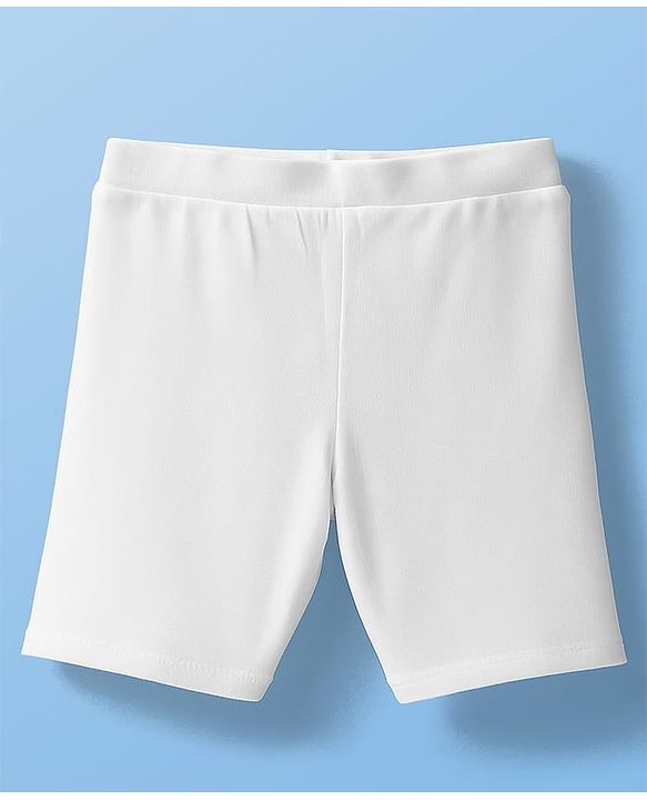 Pine Kids Cotton Lycra Solid Colour Cycling Short With Logo Print Pack Of 3 - White