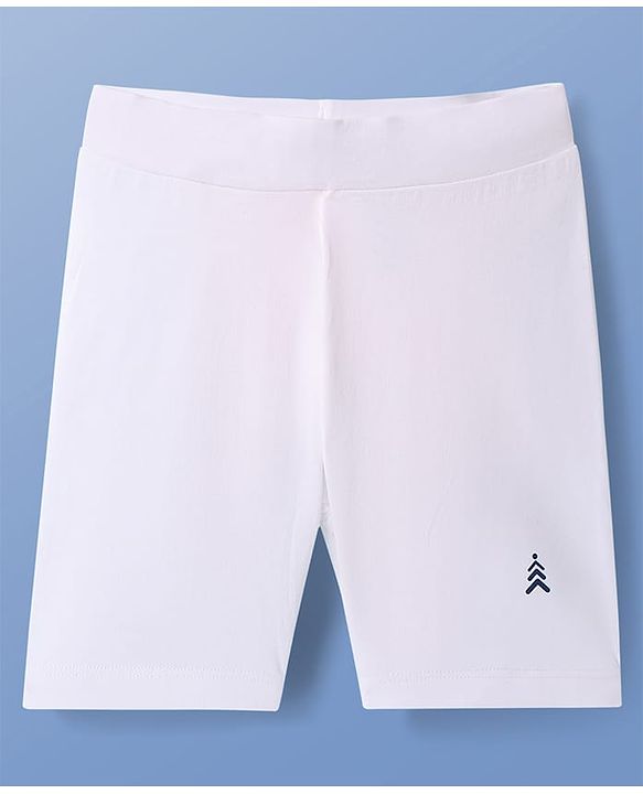 Pine Kids Cotton Lycra Solid Colour Cycling Short With Logo Print Pack Of 3 - White