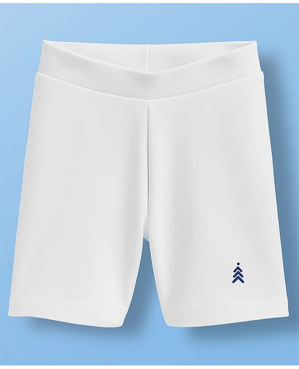 Pine Kids Cotton Lycra Solid Colour Cycling Short With Logo Print Pack Of 3 - White