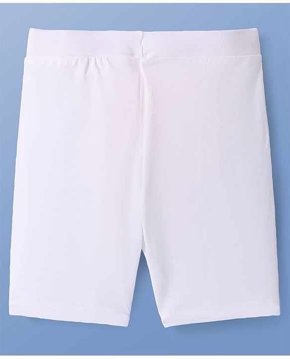 Pine Kids Cotton Lycra Solid Colour Cycling Short With Logo Print Pack Of 3 - White