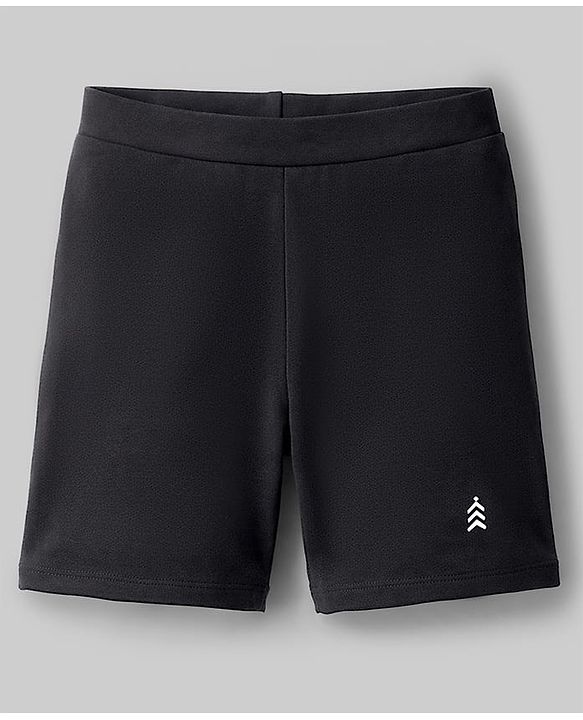 Pine Kids Cotton Lycra Knit Above Knee Length Cycling Shorts with Brand Logo Print - (Colour May Vary)