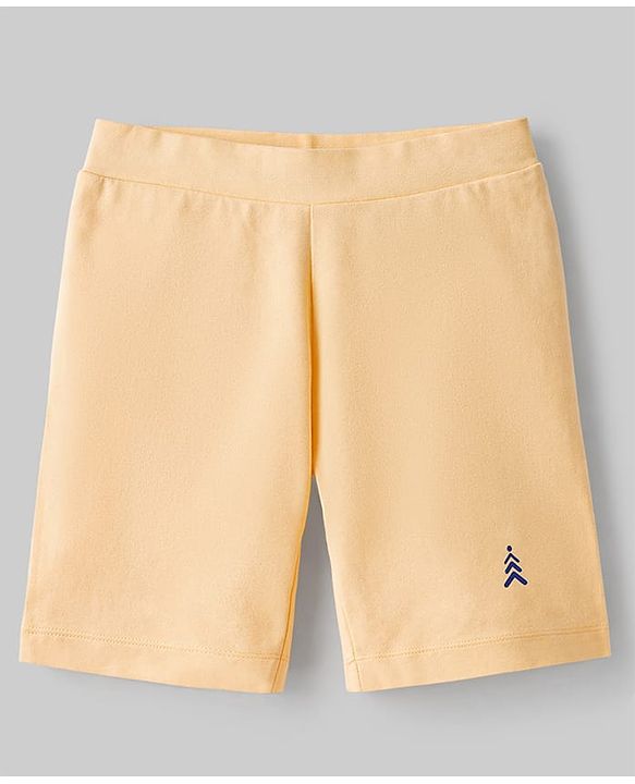 Pine Kids Cotton Lycra Knit Above Knee Length Cycling Shorts with Brand Logo Print - (Colour May Vary)
