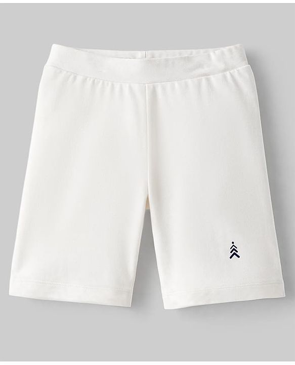 Pine Kids Cotton Lycra Knit Above Knee Length Cycling Shorts with Brand Logo Print - (Colour May Vary)