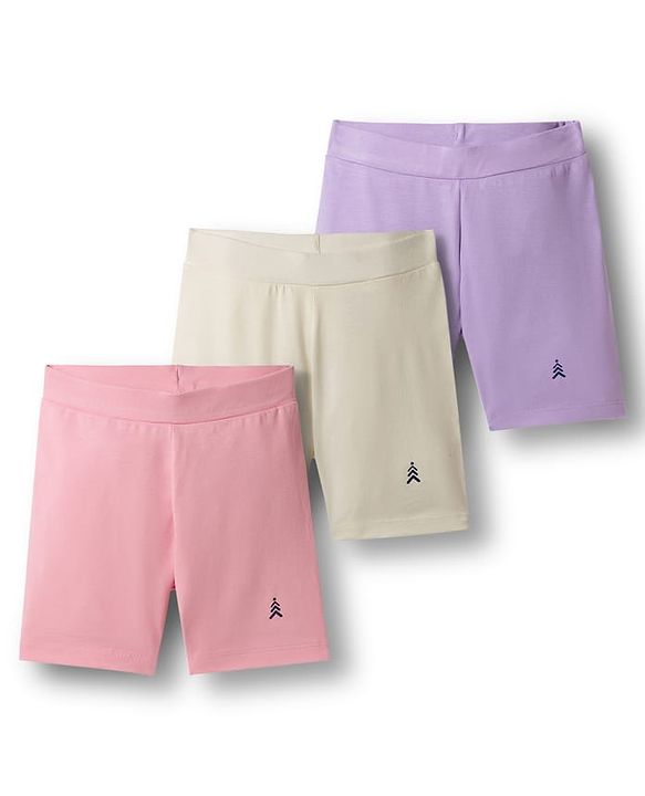 Pine Kids Cotton Lycra Knit Solid Colour Cycling Shorts (Colour May Vary)