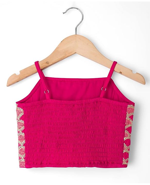 Pine Kids Woven Sleeveless Choli Lehenga Set with Dupatta Embroidery & Foil Print - Pink