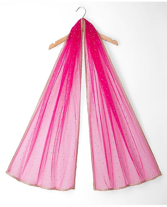 Pine Kids Woven Sleeveless Choli Lehenga Set with Dupatta Embroidery & Foil Print - Pink