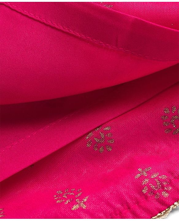 Pine Kids Woven Sleeveless Choli Lehenga Set with Dupatta Embroidery & Foil Print - Pink