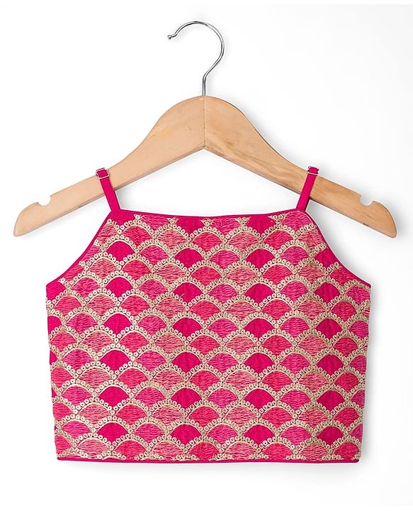 Pine Kids Woven Sleeveless Choli Lehenga Set with Dupatta Embroidery & Foil Print - Pink