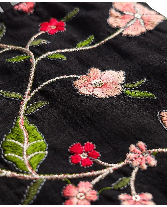 Pine Kids Woven Sleeveless Choli Lehenga Set with Floral Embroidery - Black