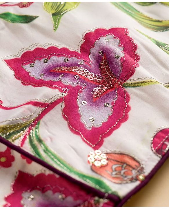 Pine Kids Woven Sleeveless Choli Lehenga Set with Dupatta Sequin Detailing & Floral Print - Purple