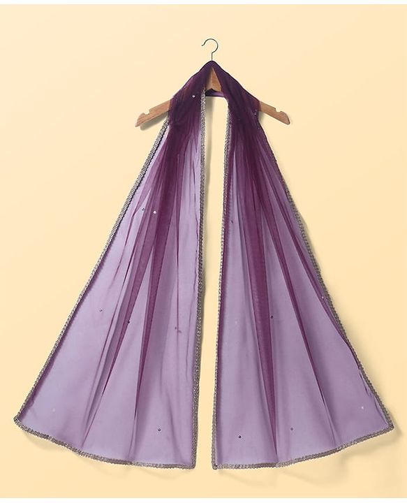 Pine Kids Woven Sleeveless Choli Lehenga Set with Dupatta Sequin Detailing & Floral Print - Purple