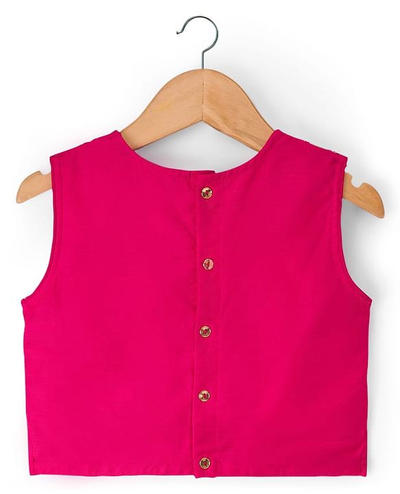 Pine Kids Woven Sleeveless Choli Lehenga Set with Dupatta Glitter Print - Pink
