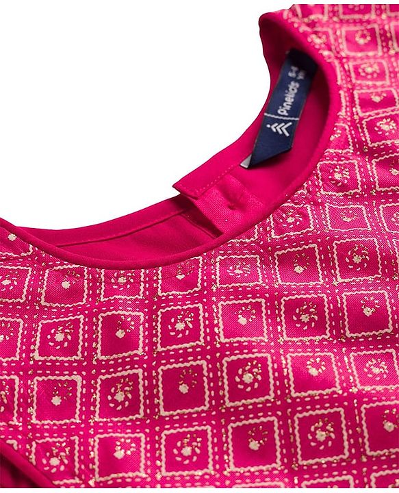 Pine Kids Woven Sleeveless Choli Lehenga Set with Dupatta Glitter Print - Pink