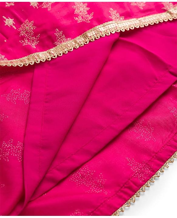 Pine Kids Woven Sleeveless Choli Lehenga Set with Dupatta Glitter Print - Pink