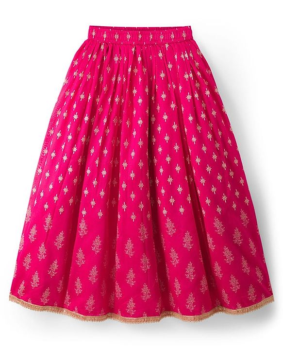 Pine Kids Woven Sleeveless Choli Lehenga Set with Dupatta Glitter Print - Pink