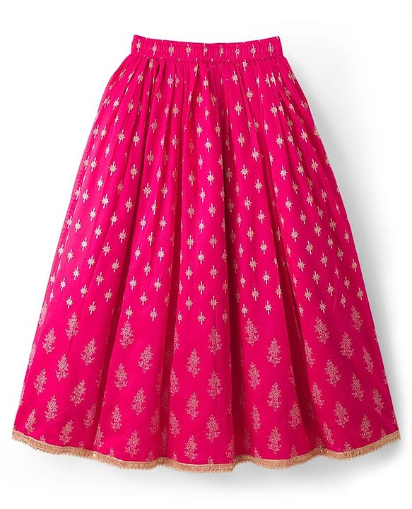 Pine Kids Woven Sleeveless Choli Lehenga Set with Dupatta Glitter Print - Pink