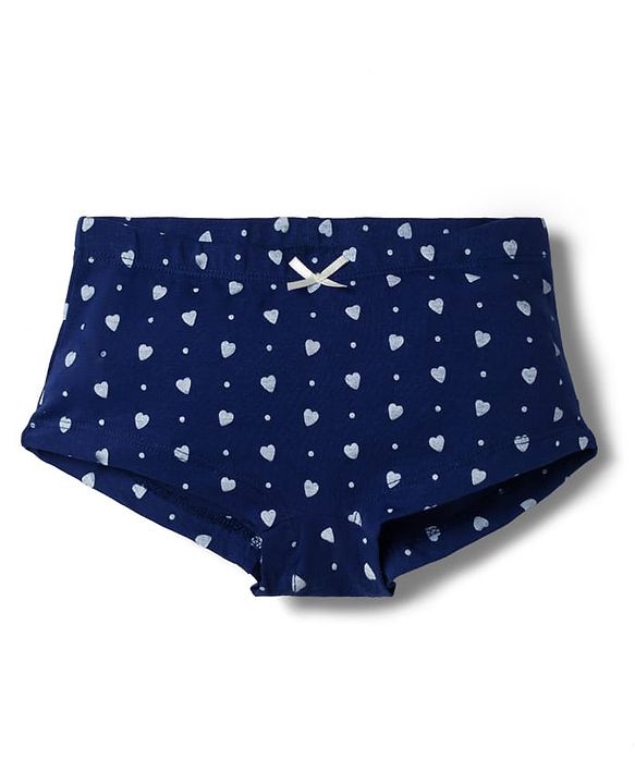 Pine Kids Cotton Elastane Knit Hearts & Polka Dots Printed Panties With Bow Applique Pack Of 3 ( Colour May Vary )