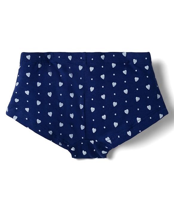 Pine Kids Cotton Elastane Knit Hearts & Polka Dots Printed Panties With Bow Applique Pack Of 3 ( Colour May Vary )