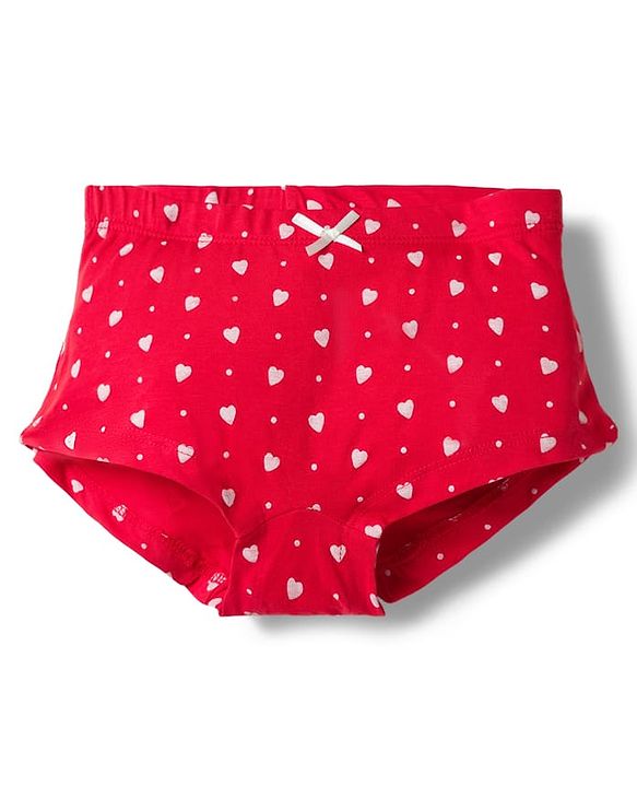 Pine Kids Cotton Elastane Knit Hearts & Polka Dots Printed Panties With Bow Applique Pack Of 3 ( Colour May Vary )