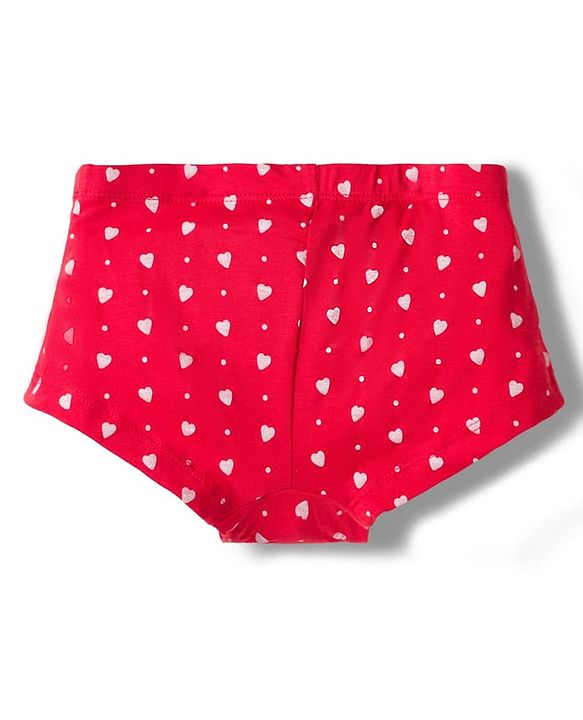 Pine Kids Cotton Elastane Knit Hearts & Polka Dots Printed Panties With Bow Applique Pack Of 3 ( Colour May Vary )