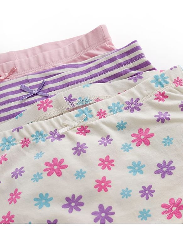 Pine Kids Cotton Elastane Knit Hipster With Floral Print Pack Of 3 (Colour May Vary)