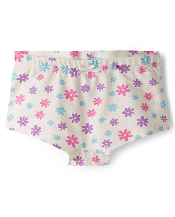 Pine Kids Cotton Elastane Knit Hipster With Floral Print Pack Of 3 (Colour May Vary)