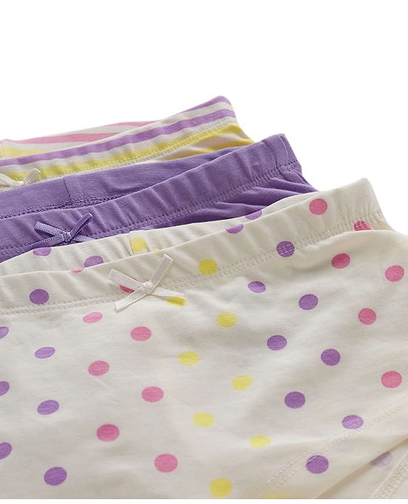 Pine Kids Cotton Elastane Knit Hipster With Polka Dot Print Pack Of 3 ( Colour May Vary)