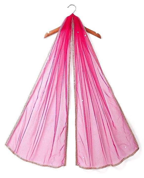 Pine Kids Woven Sleeveless Choli Lehenga & Dupatta Set With Floral Print & Sequin Embroidery - Yellow