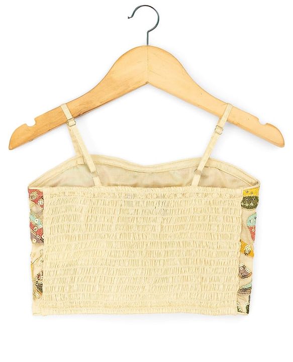 Pine Kids Woven Sleeveless Choli Lehenga Set With Dupatta & Sequin Floral Detailing - Olive Green