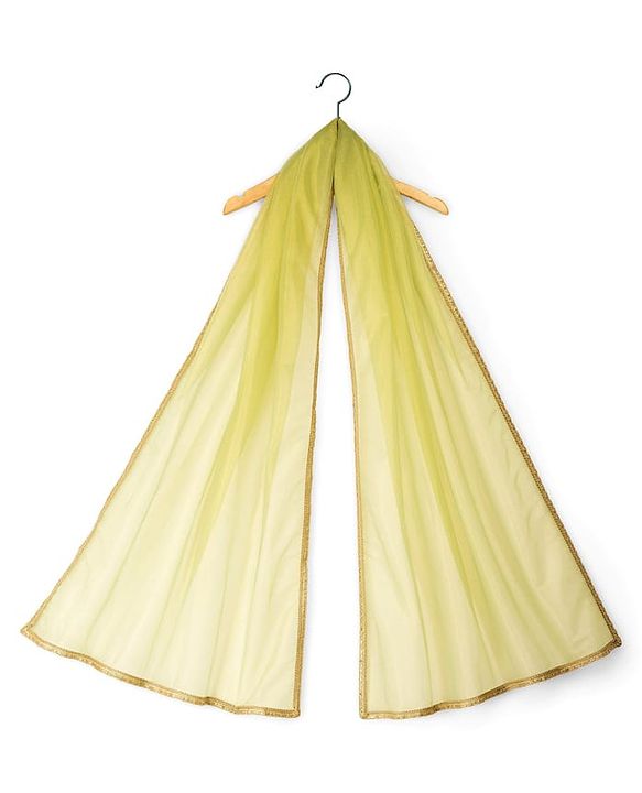 Pine Kids Woven Sleeveless Choli Lehenga Set With Dupatta & Sequin Floral Detailing - Olive Green