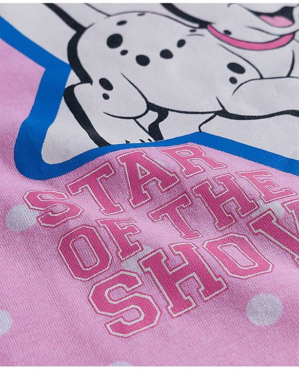 Babyhug Disney Single Jersey Knit Full Sleeves Night Suit With 101 Dalmatians Graphics - Pink