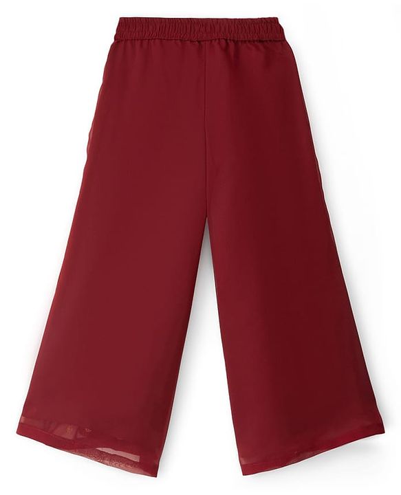 Pine Kids Woven Full Sleeves Indo Western Set With Floral Foil Print - Maroon