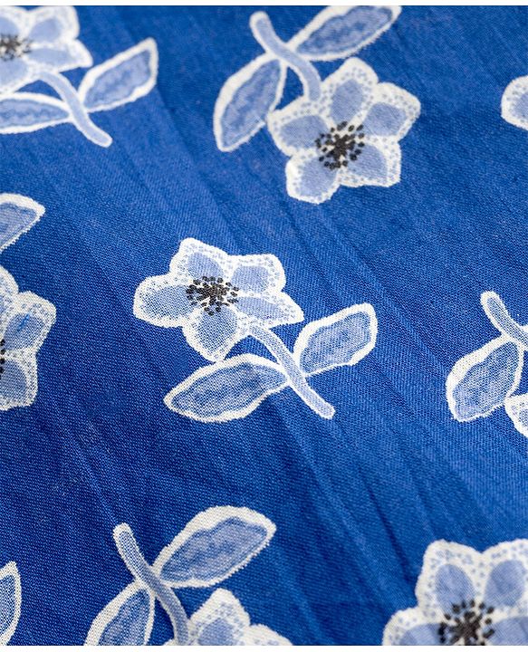 Pine Kids 100% Cotton Woven Full Length Floral Printed Kurta - Navy Blue