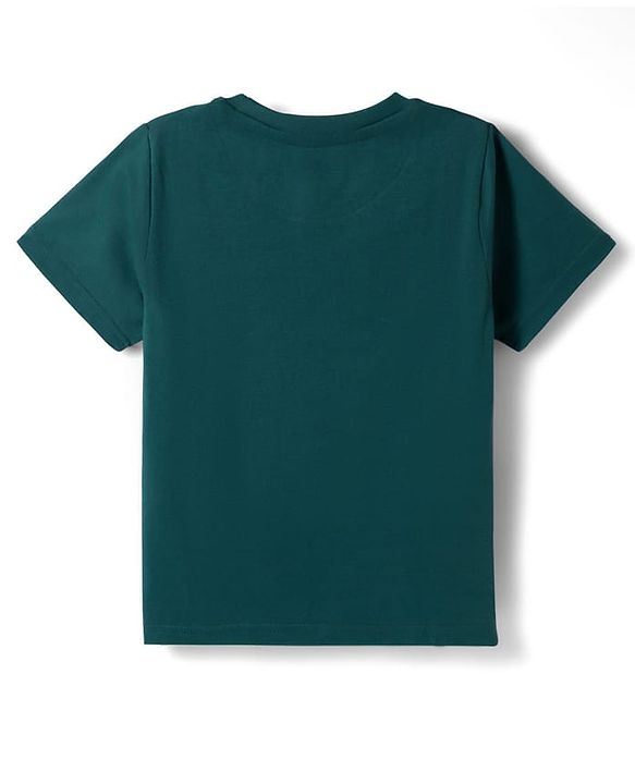 Pine Kids Cotton Knit Half Sleeves T-Shirt & Lounge Pant Set with Text Graphic - Green