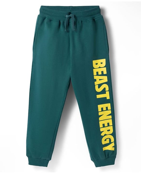 Pine Kids Cotton Knit Half Sleeves T-Shirt & Lounge Pant Set with Text Graphic - Green