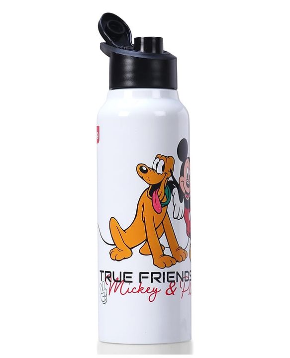 Babyhug Disney Mickey & Friends Stainless Steel Water Bottle - 750ml| Leak Resistant| BPA Free| Rust Proof| Gifting for School Going Boys & Girls| Convenient Flip Cap| Ideal for Home and Outside Use