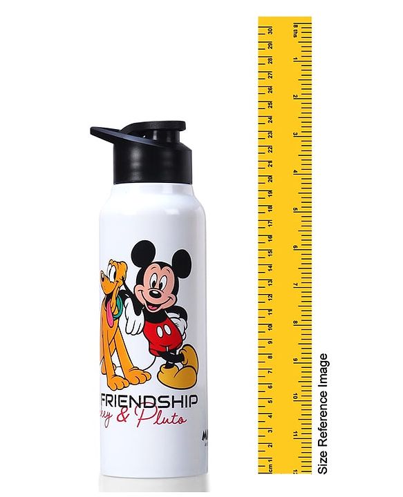 Babyhug Disney Mickey & Friends Stainless Steel Water Bottle - 750ml| Leak Resistant| BPA Free| Rust Proof| Gifting for School Going Boys & Girls| Convenient Flip Cap| Ideal for Home and Outside Use