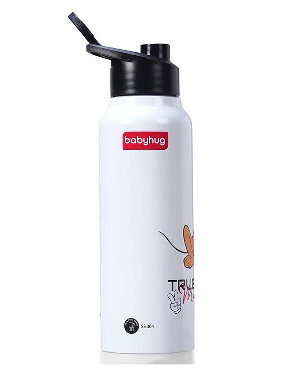 Babyhug Disney Mickey & Friends Stainless Steel Water Bottle - 750ml| Leak Resistant| BPA Free| Rust Proof| Gifting for School Going Boys & Girls| Convenient Flip Cap| Ideal for Home and Outside Use