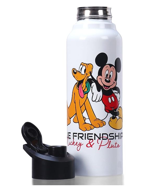 Babyhug Disney Mickey & Friends Stainless Steel Water Bottle - 750ml| Leak Resistant| BPA Free| Rust Proof| Gifting for School Going Boys & Girls| Convenient Flip Cap| Ideal for Home and Outside Use
