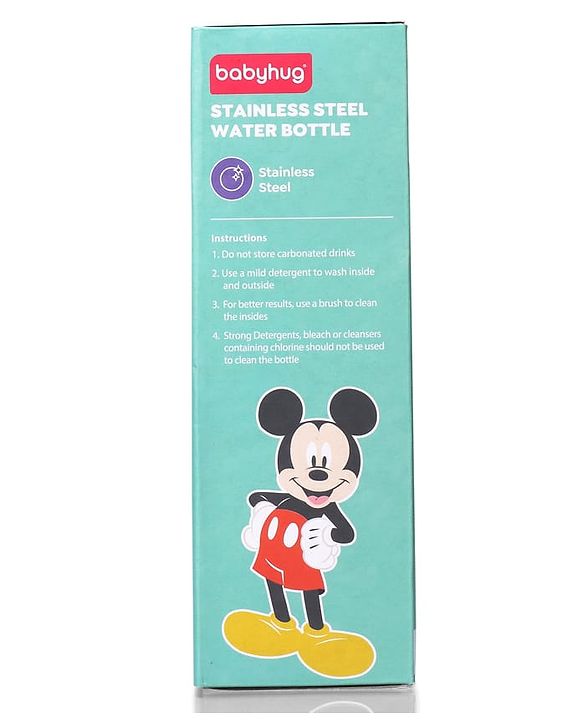 Babyhug Disney Mickey & Friends Stainless Steel Water Bottle - 750ml| Leak Resistant| BPA Free| Rust Proof| Gifting for School Going Boys & Girls| Convenient Flip Cap| Ideal for Home and Outside Use