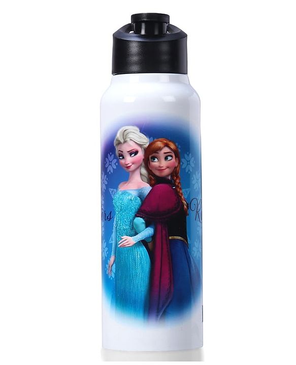 Babyhug Disney Frozen Stainless Steel Water Bottle - 750ml| Leak Resistant| BPA Free| Rust Proof| Gifting for School Going Boys & Girls| Convenient Flip Cap| Ideal for Home and Outside Use