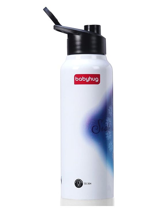 Babyhug Disney Frozen Stainless Steel Water Bottle - 750ml| Leak Resistant| BPA Free| Rust Proof| Gifting for School Going Boys & Girls| Convenient Flip Cap| Ideal for Home and Outside Use