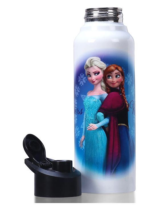 Babyhug Disney Frozen Stainless Steel Water Bottle - 750ml| Leak Resistant| BPA Free| Rust Proof| Gifting for School Going Boys & Girls| Convenient Flip Cap| Ideal for Home and Outside Use
