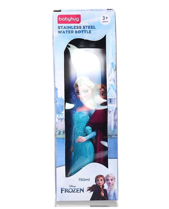 Babyhug Disney Frozen Stainless Steel Water Bottle - 750ml| Leak Resistant| BPA Free| Rust Proof| Gifting for School Going Boys & Girls| Convenient Flip Cap| Ideal for Home and Outside Use