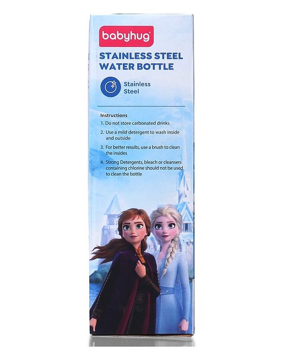 Babyhug Disney Frozen Stainless Steel Water Bottle - 750ml| Leak Resistant| BPA Free| Rust Proof| Gifting for School Going Boys & Girls| Convenient Flip Cap| Ideal for Home and Outside Use