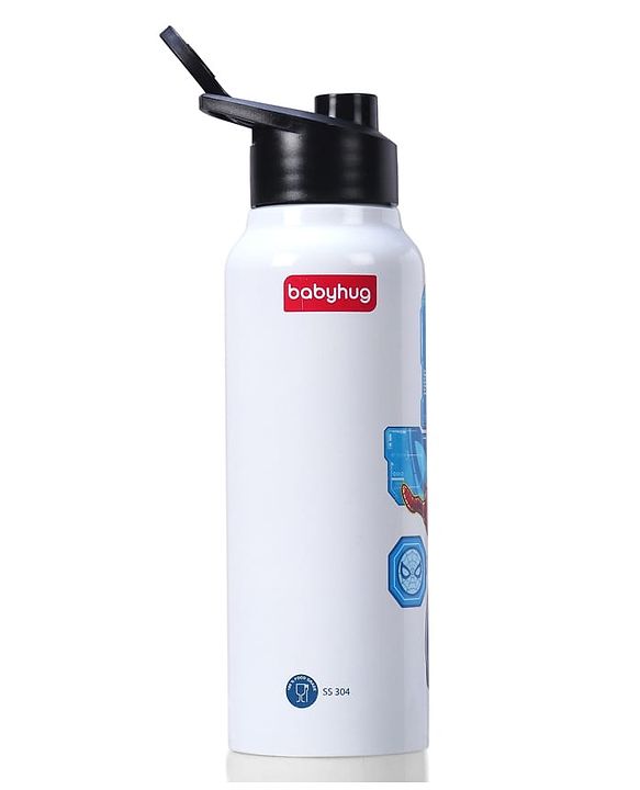 Babyhug Marvel Spiderman Stainless Steel Water Bottle - 750ml| Leak Resistant| BPA Free| Rust Proof| Gifting for School Going Boys & Girls| Convenient Flip Cap| Ideal for Home and Outside Use