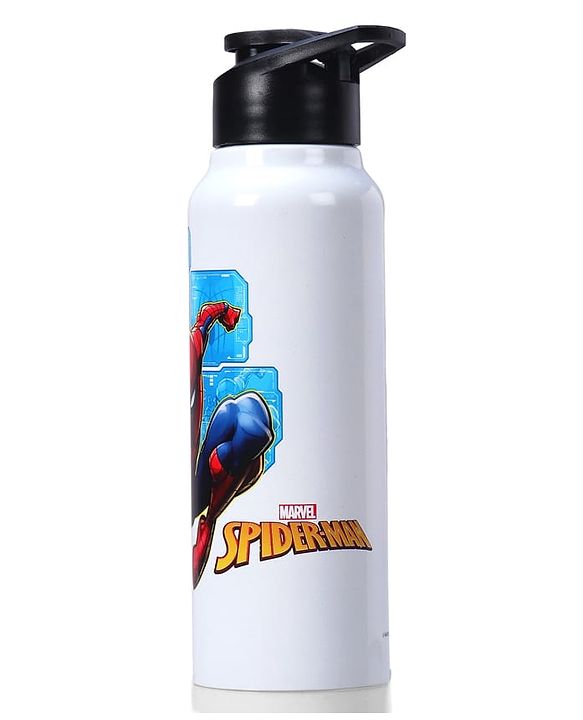 Babyhug Marvel Spiderman Stainless Steel Water Bottle - 750ml| Leak Resistant| BPA Free| Rust Proof| Gifting for School Going Boys & Girls| Convenient Flip Cap| Ideal for Home and Outside Use