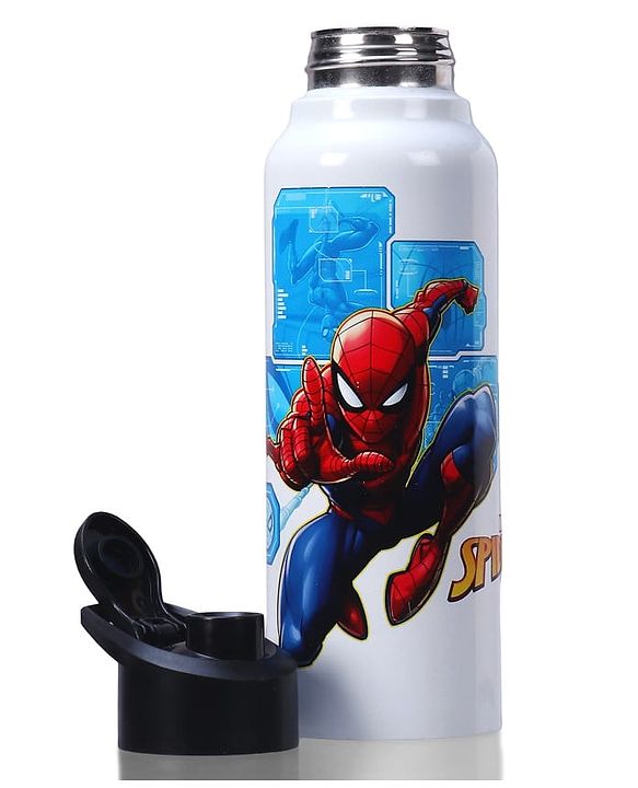 Babyhug Marvel Spiderman Stainless Steel Water Bottle - 750ml| Leak Resistant| BPA Free| Rust Proof| Gifting for School Going Boys & Girls| Convenient Flip Cap| Ideal for Home and Outside Use