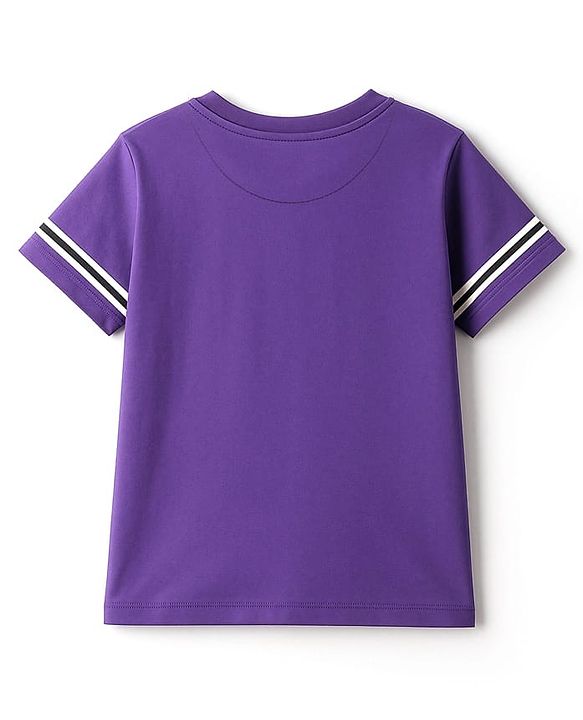 Pine Kids Cotton Knit Half Sleeves T-Shirt & Joggers Set with Text Print - Purple