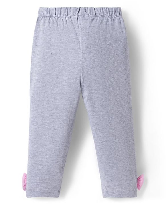 Babyhug Cotton Knit Full Sleeves Night Suit With Polka Dot Print - Pink & Grey